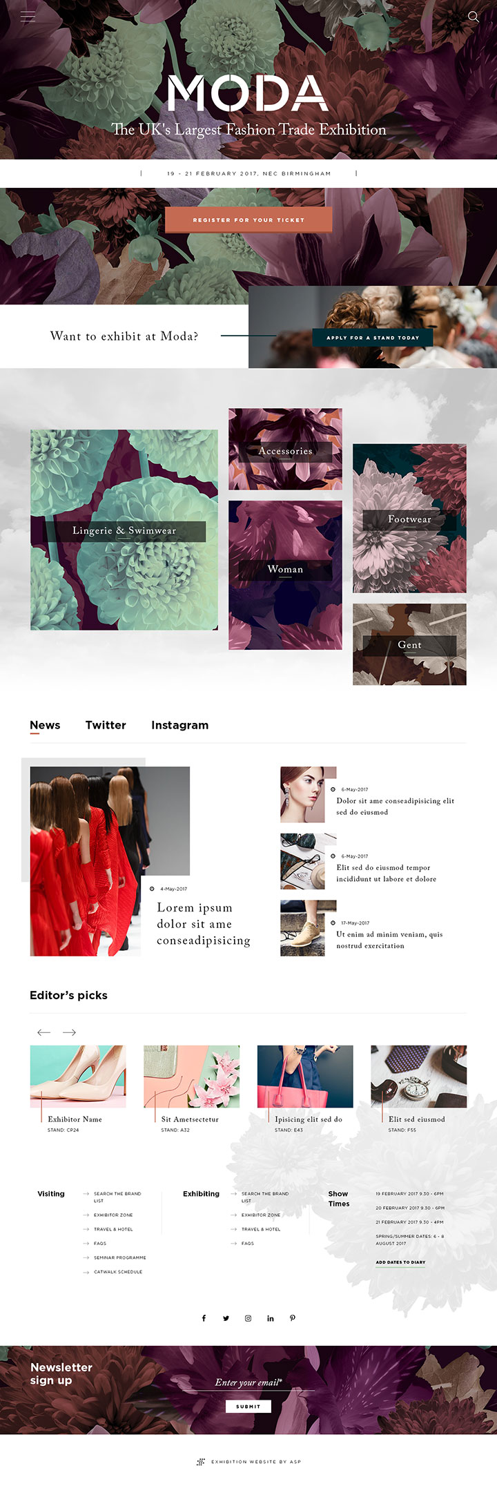 MODA homepage design